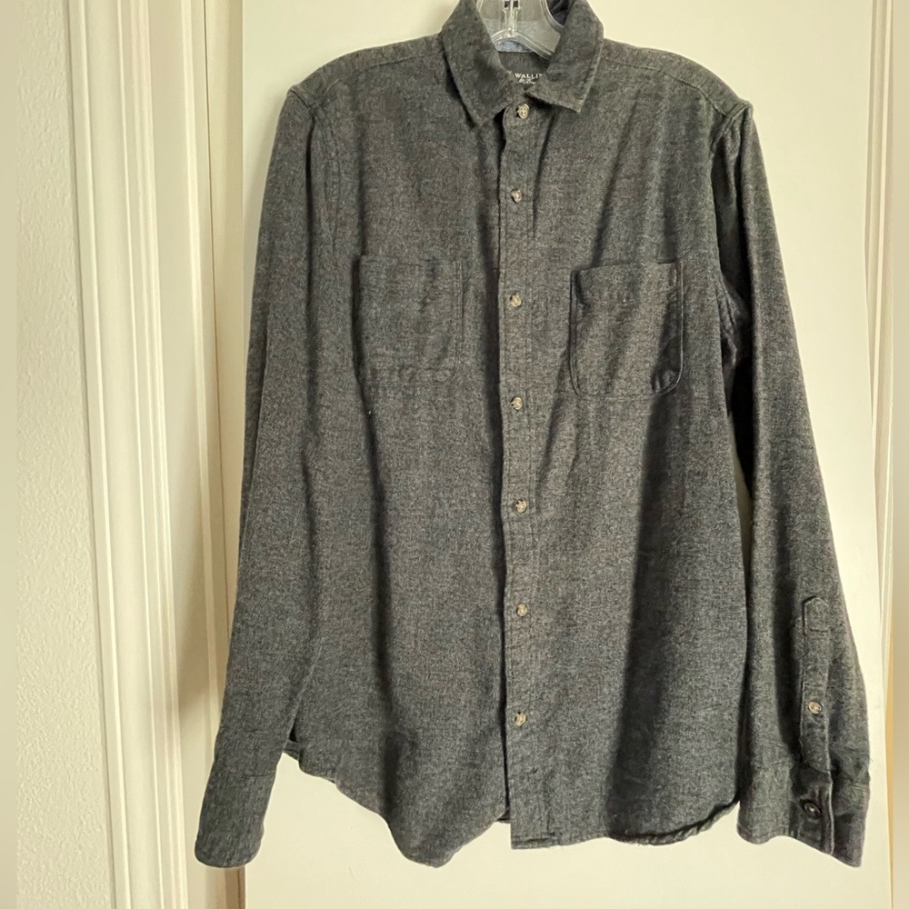 Wallin & Bros. Cotton Flannel Long Sleeve Button Down Shirt Grey/Blue
